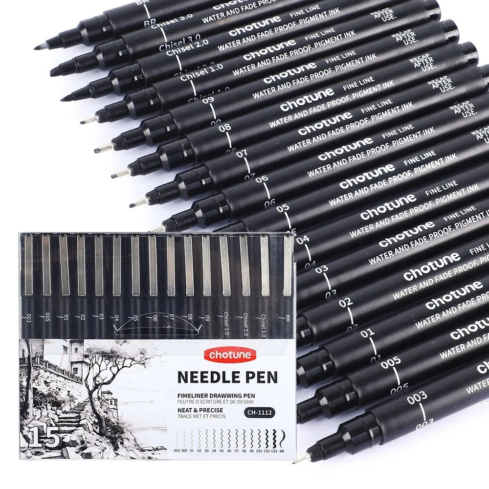 Microbolígrafos negros, 15 tam - Correction Pen Fine reseña y precio